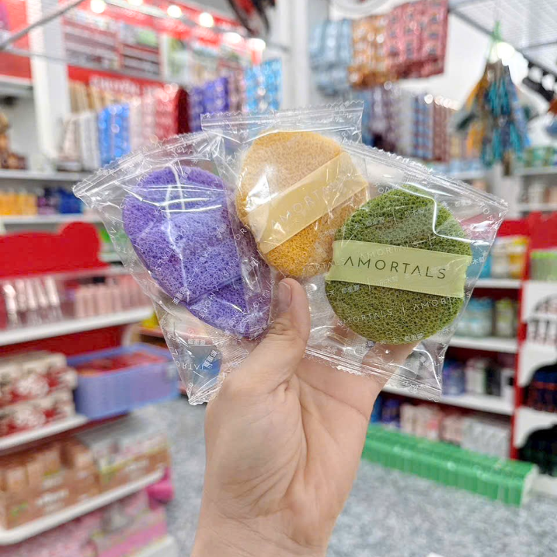 Bông Mút Rửa Mặt AMORTALS Hộp 3 Miếng 15mm