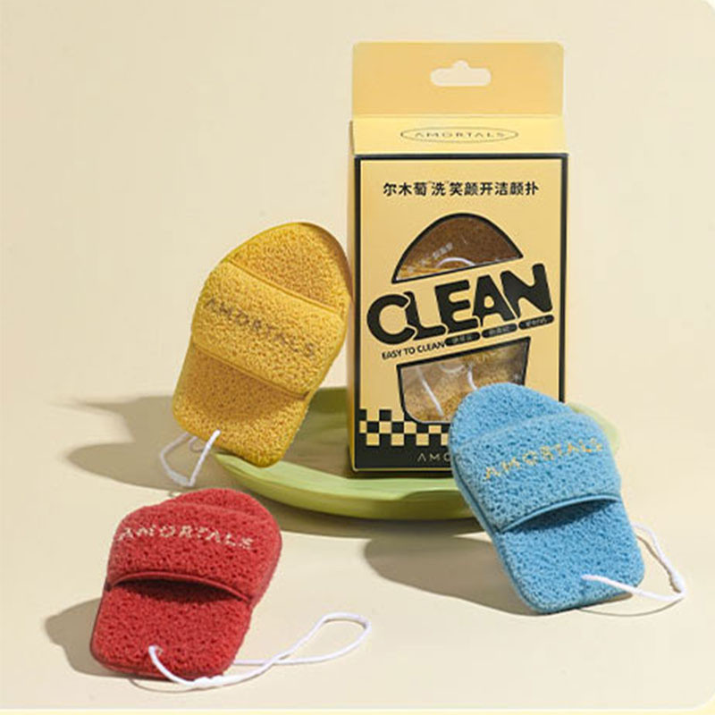 Hộp 3 Miếng Bông Mút Rửa Mặt Bọt Biển AMORTALS Clean Easy To Clean Có Chữ