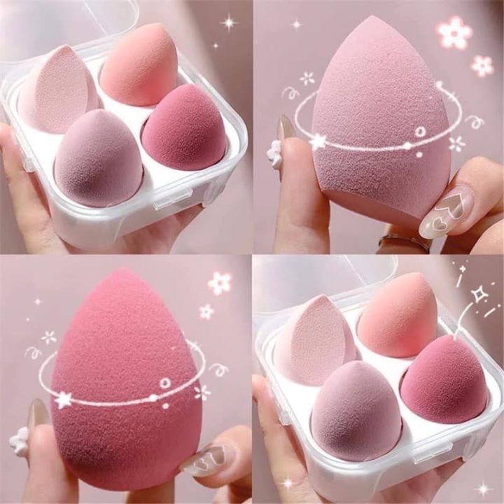 Cận cảnh dáng mút giọt nước và tông hồng của bộ sản phẩm