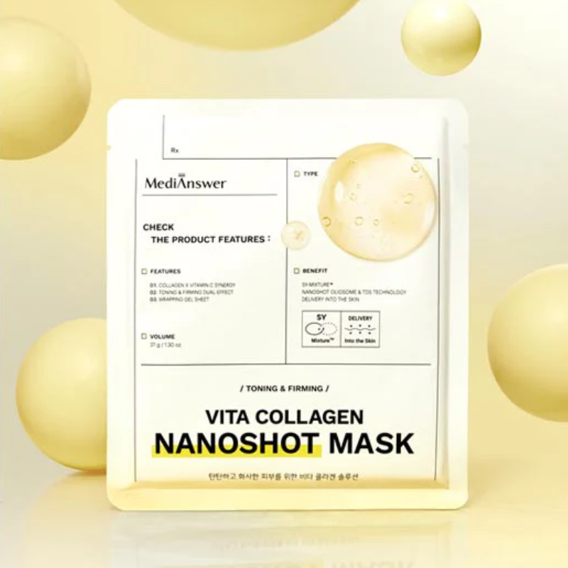 Mặt trước túi mask nhấn vào Vita Collagen Nanoshot Mask