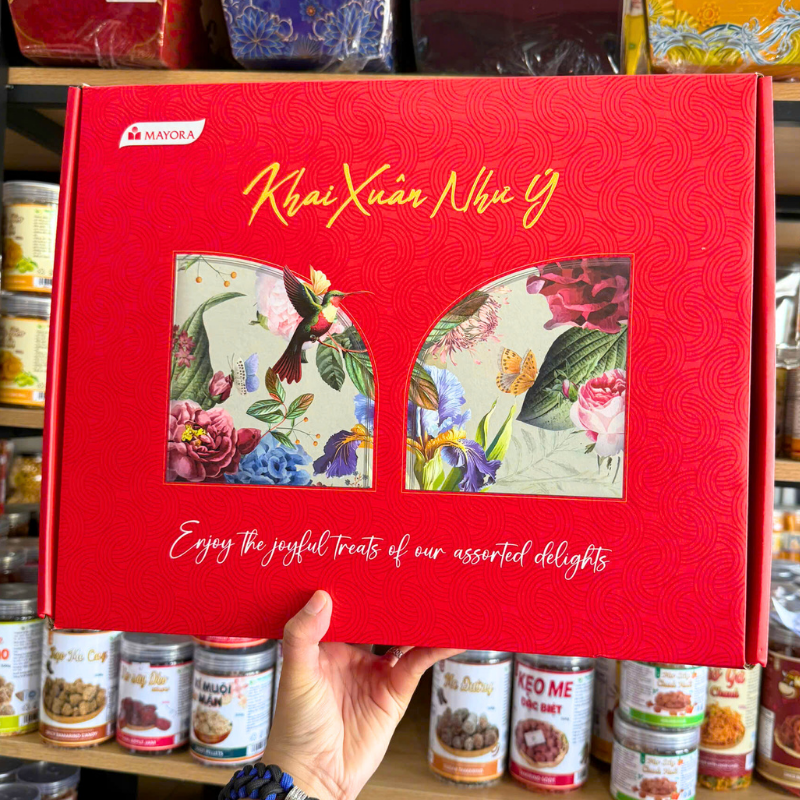 Hộp Quà Tết Mayora Khai Xuân Như Ý 837g gồm 5 món