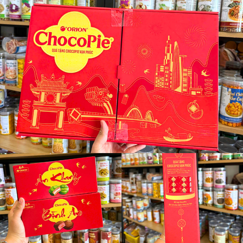 Hộp Quà Tết Orion ChocoPie Vạn Phúc Mix 3 Vị 812,8g 6 Món
