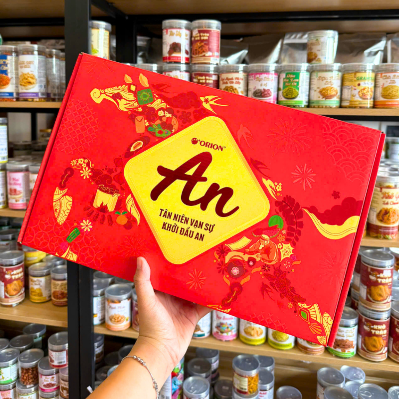 Hộp Bánh Tết Orion An Tài Lộc 2 Hộp 873,3g Gồm 6 Món