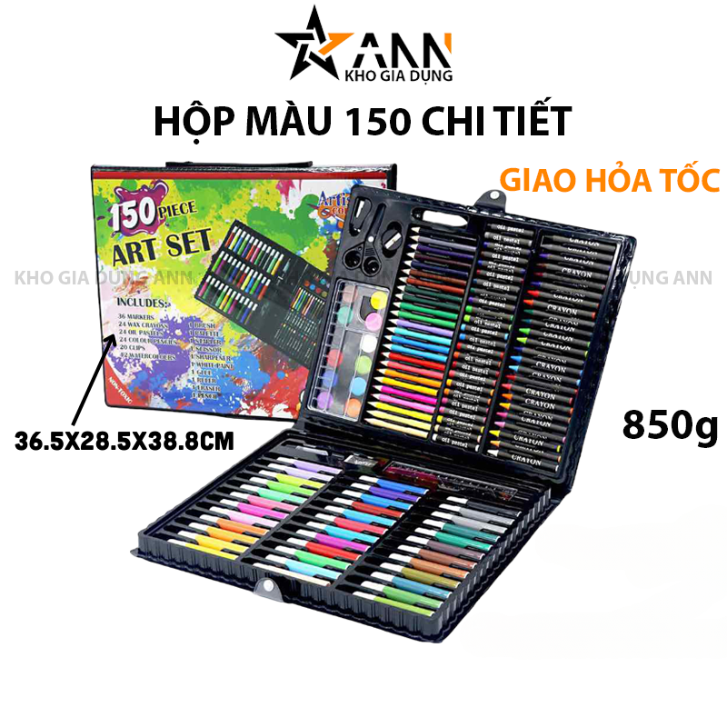 Hình tổng quan bộ hộp màu và kích thước hiển thị trên ảnh