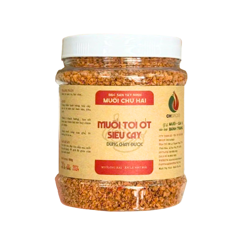 Hộp Muối Tỏi Ớt Siêu Chú Hải Thơm Ngon - Hộp 500g phù hợp để tham khảo khi chọn Gia vị, muối, đường, bột ngọt, hạt nêm