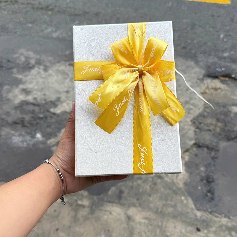 Hộp Quà Giấy Chữ Nhật Lớn Nhiều Màu Nắp Rời Thắt Nơ - Không Kèm Hoa Rơm