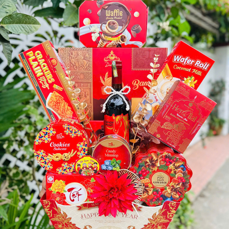 Mẫu giỏ phù hợp để biếu tặng và trưng bày trong không gian ngày Tết