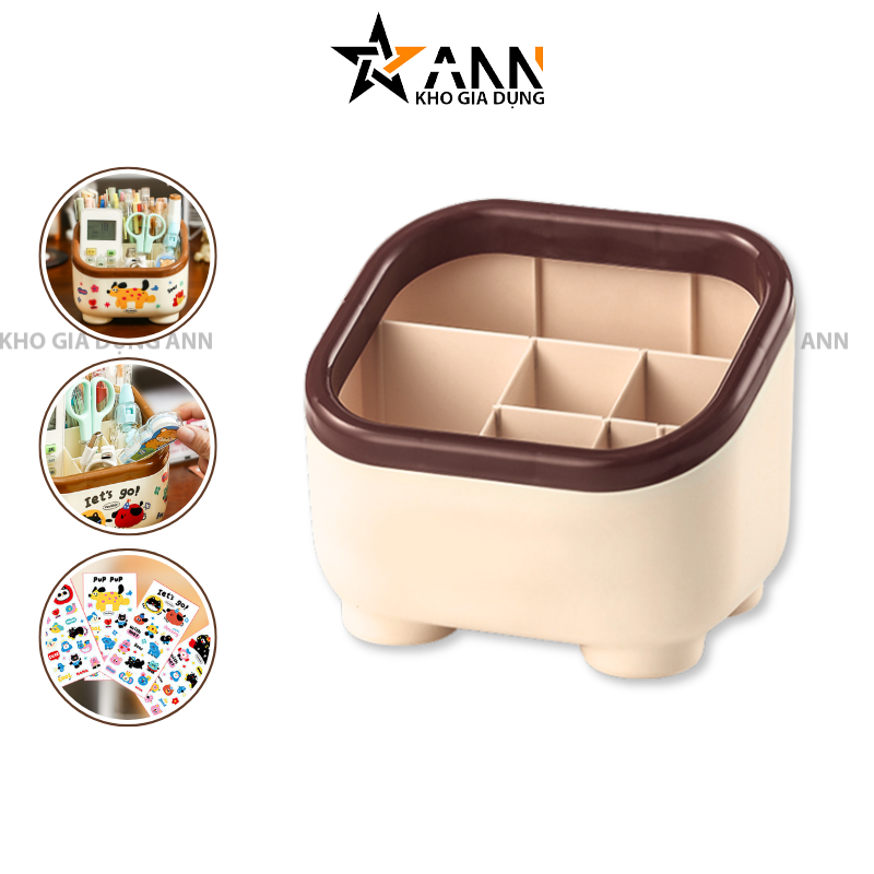 Hộp nhựa màu trơn với các ngăn bên trong và chân đế thấp
