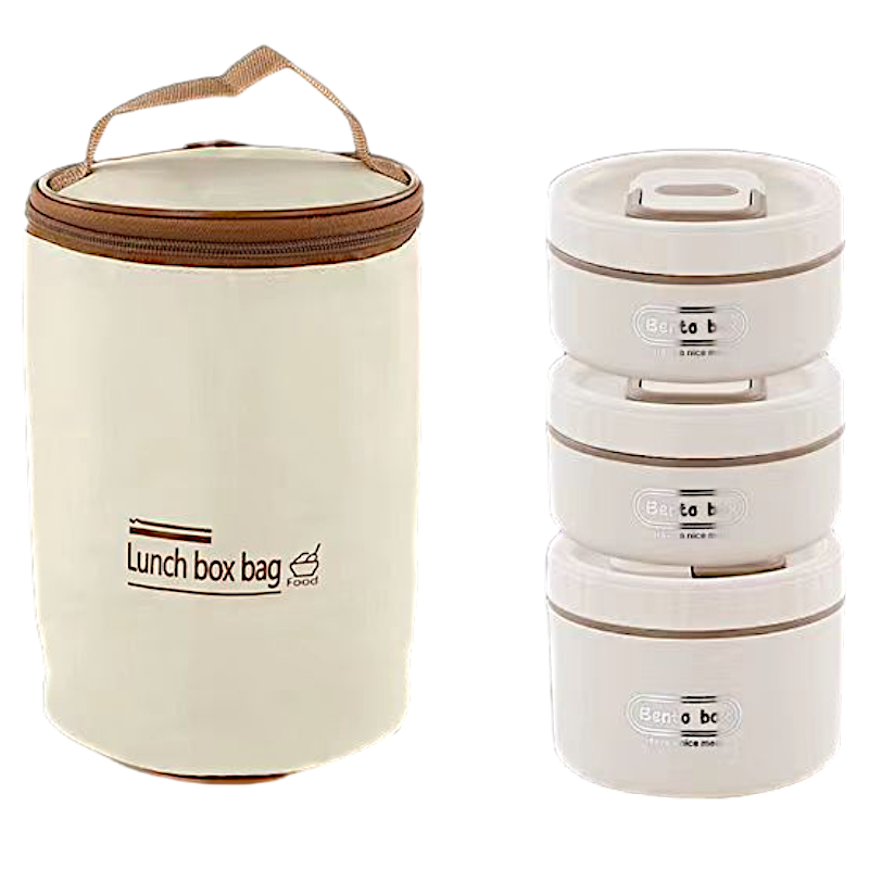 Khám phá Hộp Đựng Cơm 3 Ngăn Kèm Túi Đựng Cơm Có Thìa Muỗng Tiện Lợi 14x22.2cm thuộc nhóm hộp cơm giữ nhiệt