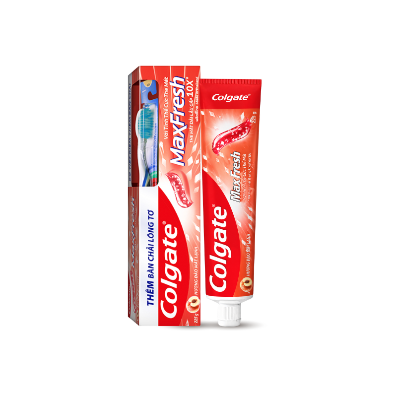 Kem Đánh Răng Colgate Maxfresh Hương Đào Mát Lạnh 225g + Bàn Chải Lông Mềm – một lựa chọn đáng tham khảo trong Colgate Maxfresh
