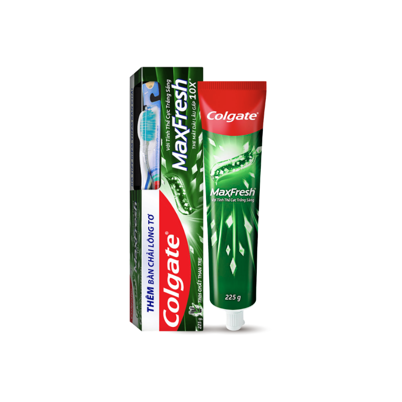 Khám phá Kem Đánh Răng Colgate Maxfresh Tinh Chất Than Tre 225g + Bàn Chải Colgate Lông Mềm thuộc nhóm Colgate Maxfresh