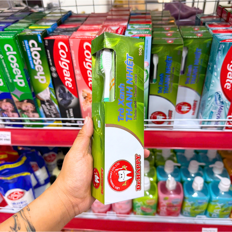 Hộp sản phẩm kèm bàn chải và khối lượng 160g