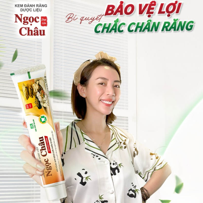 Kem Đánh Răng Dược Liệu Ngọc Châu Truyền Thống 170g/Tuýp Tặng 1 Bàn Chải Đánh Răng