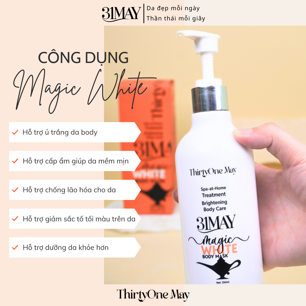 Kem Ủ Body 31 May Magic White Body Mask 250ml
