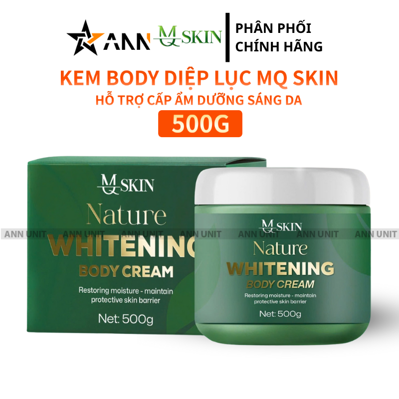Thiết kế hũ kem và hộp giấy màu xanh, khối lượng tịnh 500g