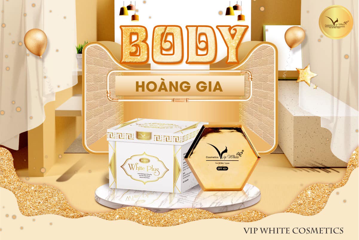 Thiết kế hộp và hũ tông trắng vàng của dòng White Plus