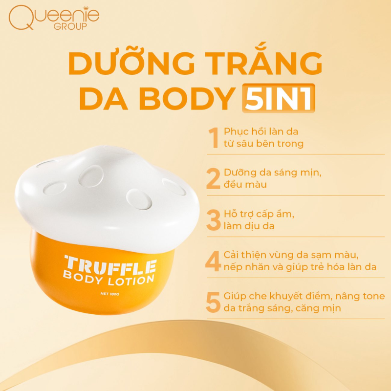 Hũ dưỡng thể hình nấm cùng dòng chữ Truffle Body Lotion nổi bật