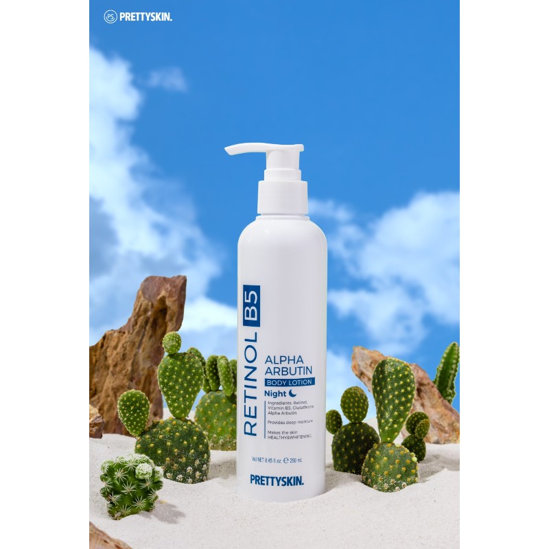 Kem Dưỡng Thể Ban Đêm Pretty Skin Màu Xanh Retinol B5 Alpha Arbutin Body Lotion 250ml