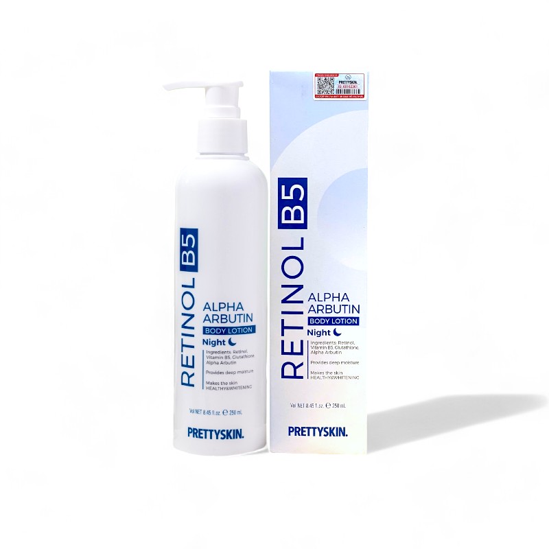 Hình ảnh Kem Body Prettyskin Màu Xanh Ban Đêm Retinol B5 Alpha Arbutin Body Lotion 250ml trong bộ sưu tập PrettySkin Hàn Quốc