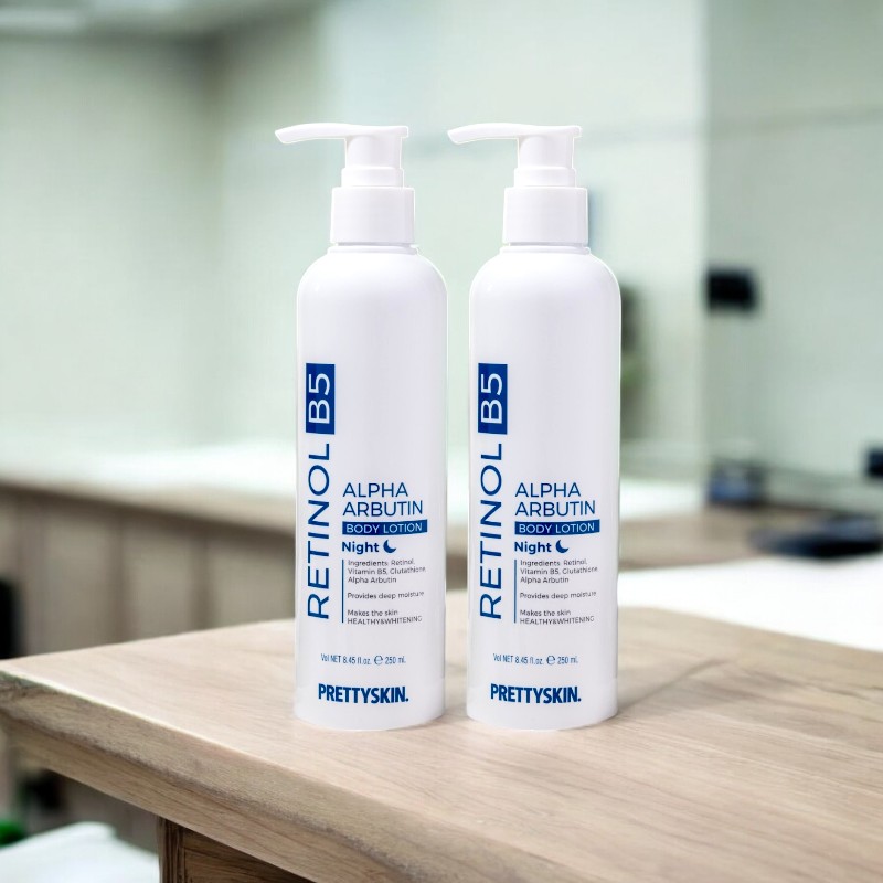 Kem Dưỡng Thể Ban Đêm Pretty Skin Màu Xanh Retinol B5 Alpha Arbutin Body Lotion 250ml