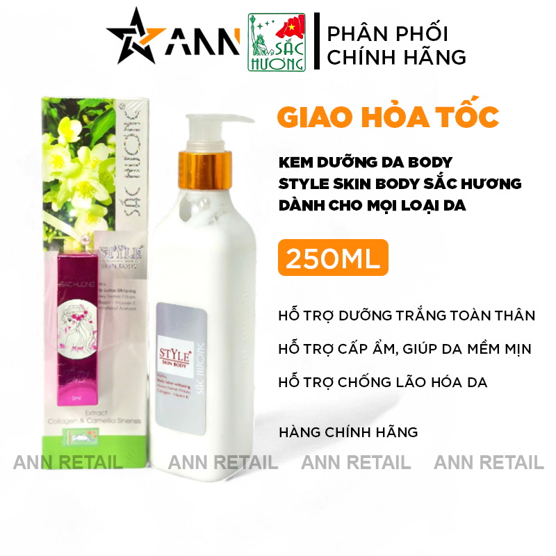 Hình ảnh chai kem và thông tin dung tích 250ml cùng các điểm nổi bật