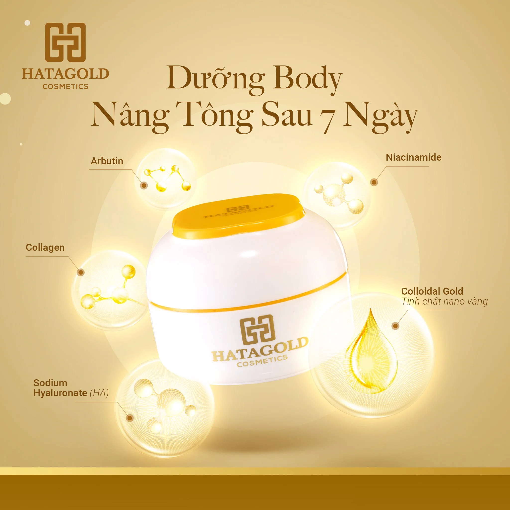 Kem Body Tinh Chất Vàng Hatagold Cosmetics Perfume Gold Whitening