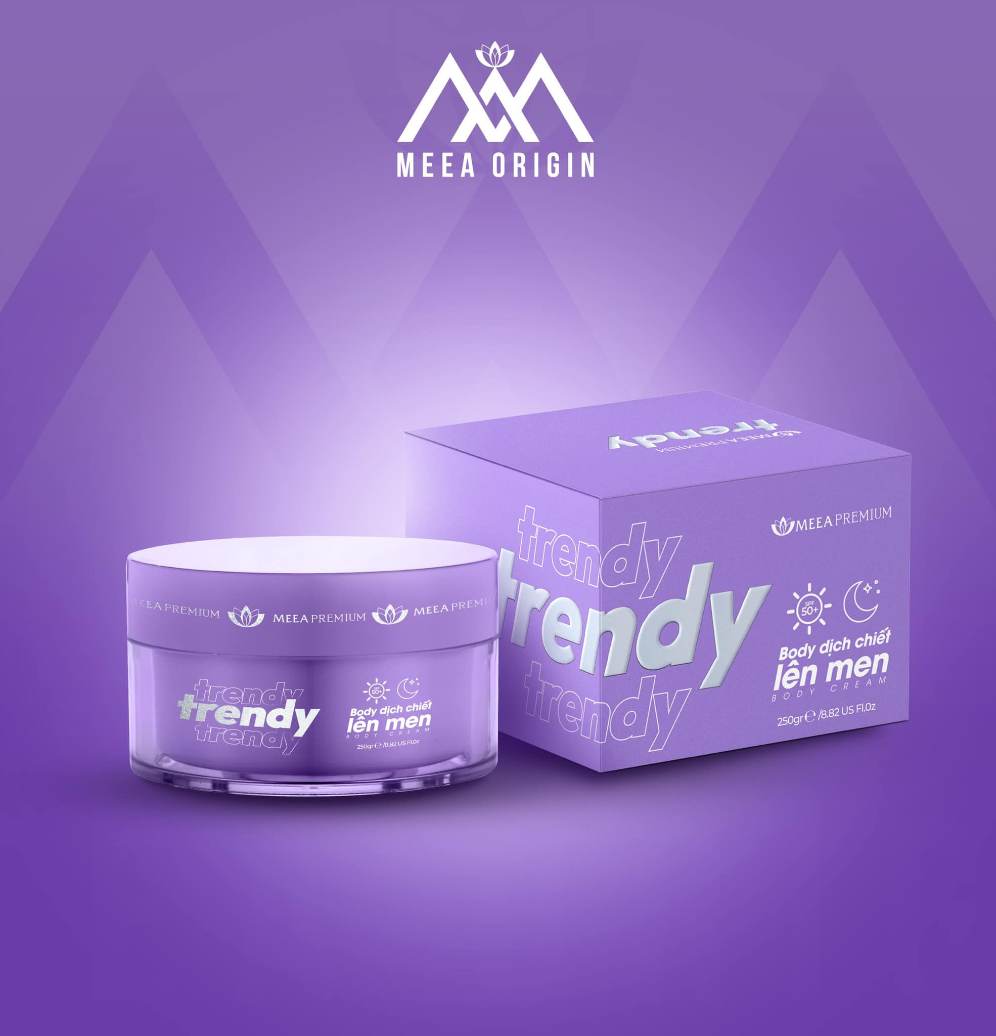 Kem Body Trendy Meea Origin Dịch Chiết Lên Men 250g - Tặng 1 Gói Ủ Bơ Meea 60g