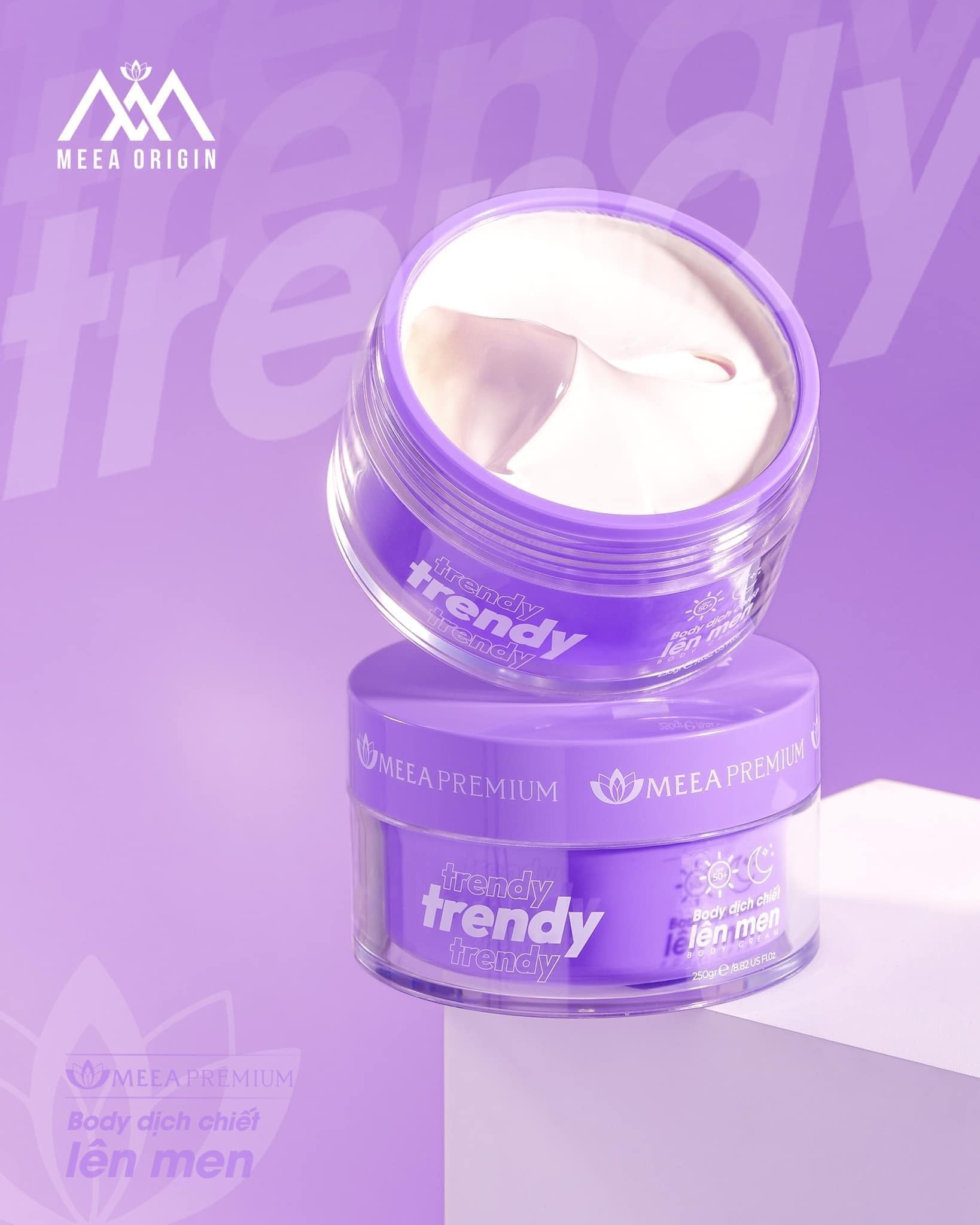 Kem Body Trendy Meea Origin Dịch Chiết Lên Men 250g - Tặng 1 Gói Ủ Bơ Meea 60g