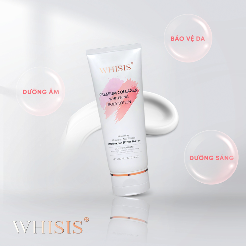 Kem dưỡng thể Whisis Premium Collagen Whitening Body Lotion 200ml SPF50+ PA++++