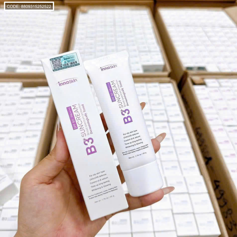 Kem Chống Nắng B3+ InnoSkin Màu Tím Cho Da Dầu