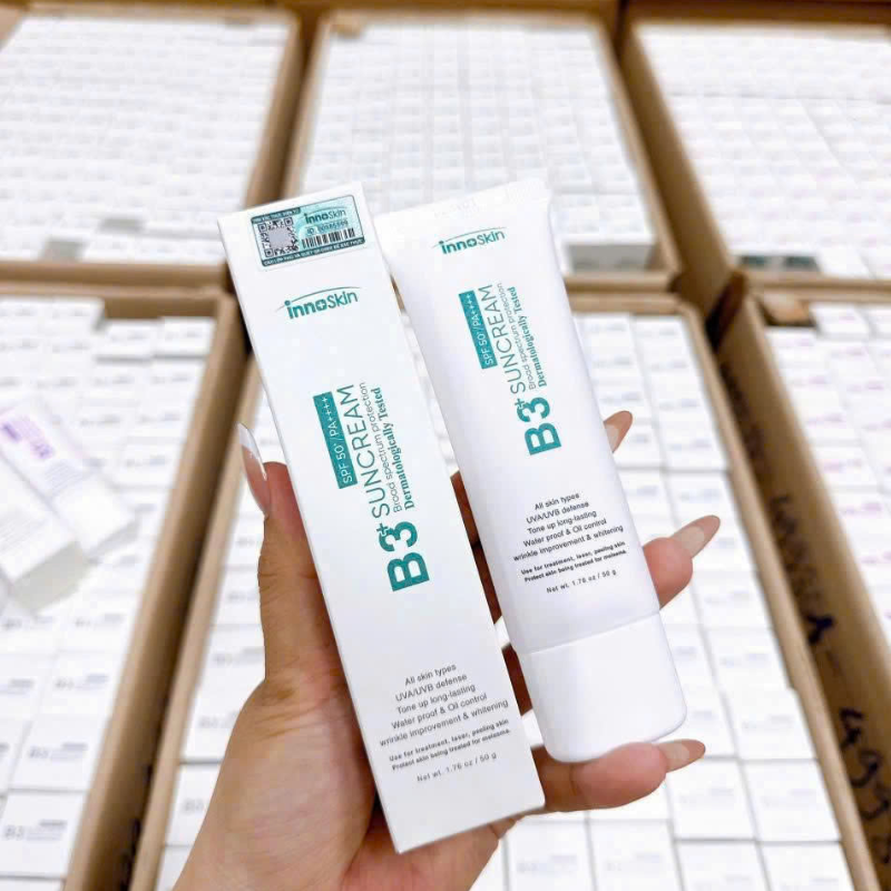 Kem Chống Nắng B3 InnoSkin Màu Xanh 50g Cho Da Khô