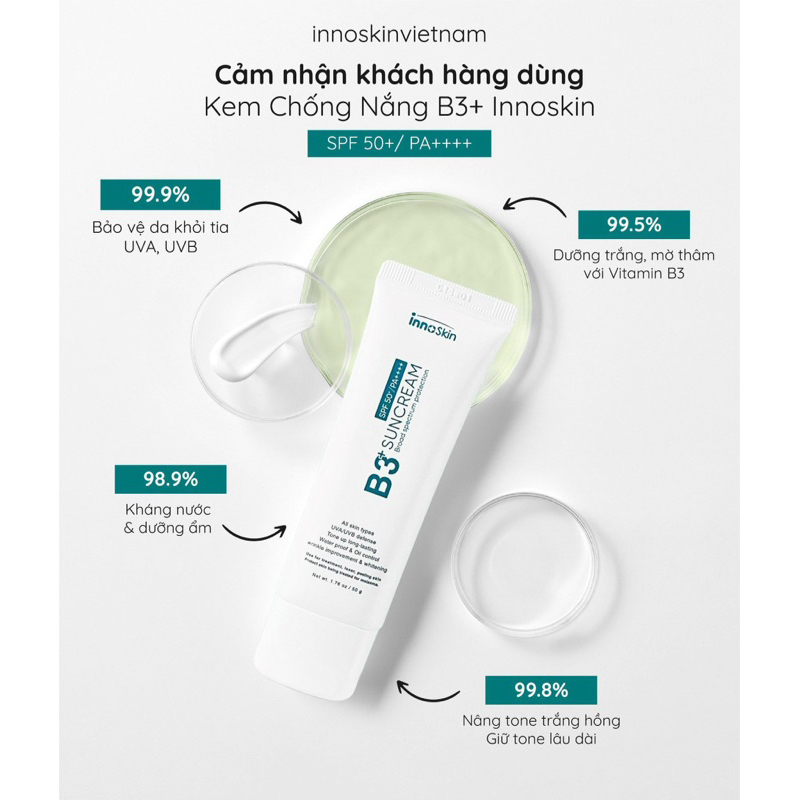 Kem Chống Nắng B3 InnoSkin Màu Xanh 50g Cho Da Khô