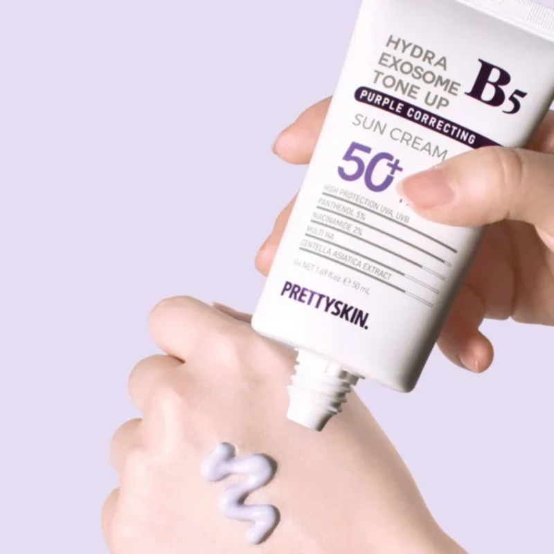 Kem Chống Nắng Pretty Skin Hydra B5 Exosome Tone Up Sun Cream 50ml Màu Tím