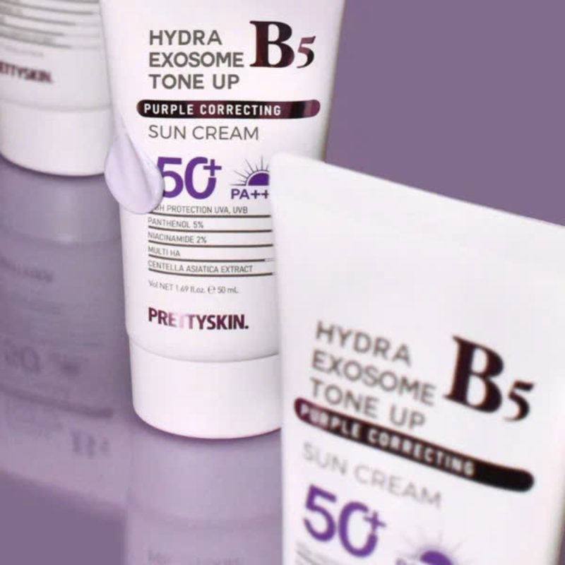 Kem Chống Nắng Pretty Skin Hydra B5 Exosome Tone Up Sun Cream 50ml Màu Tím