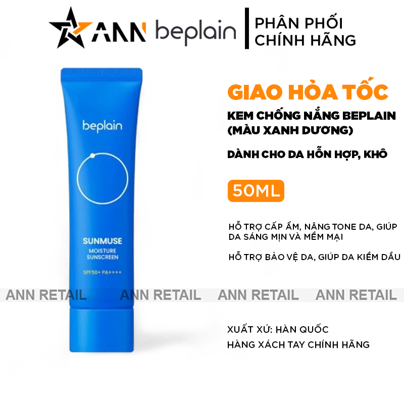 Kem Chống Nắng Beplain Sunmuse Xanh Dương Cho Da Hỗn Hợp Và Khô 50ml