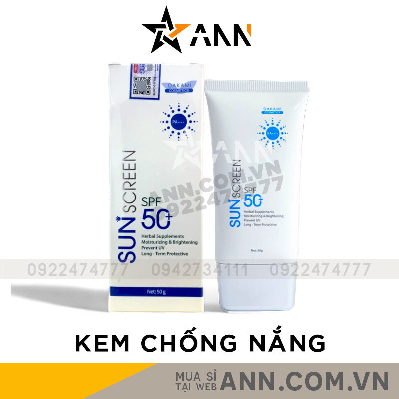 Hình ảnh hộp và tuýp sản phẩm Dakami Sun Screen SPF 50+ 50g