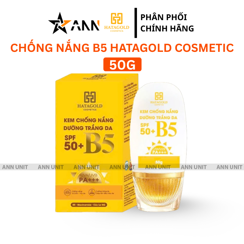 Thiết kế tông vàng trắng đồng bộ của hộp và chai 50g
