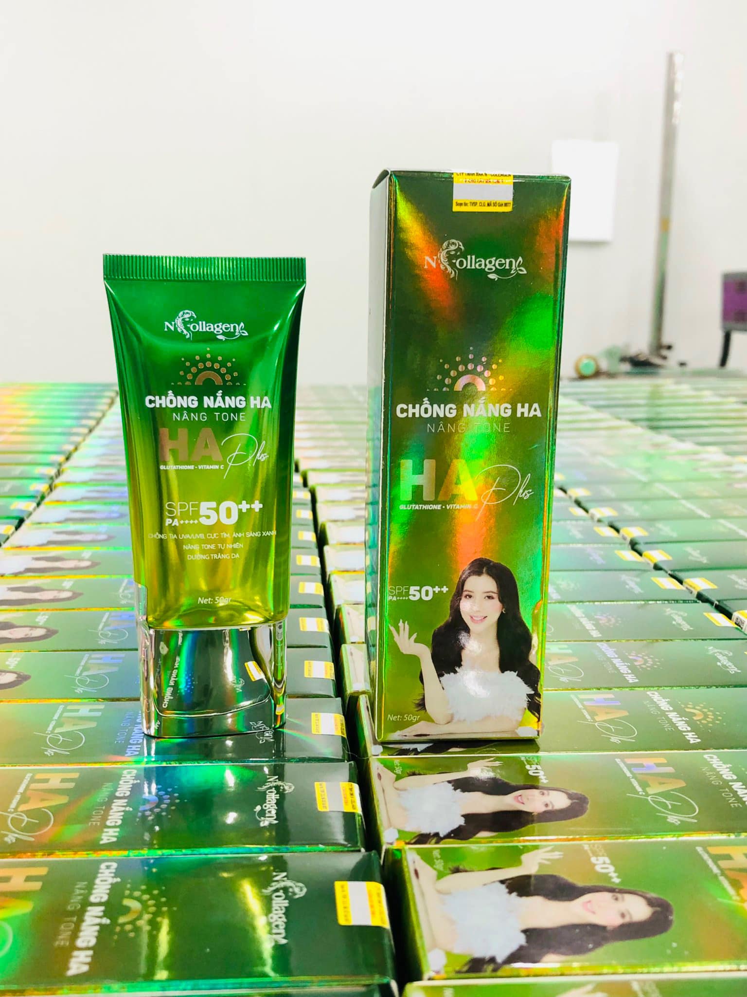 Kem Chống Nắng HA Plus N Collagen Nâng Tone SPF 50++ 50g