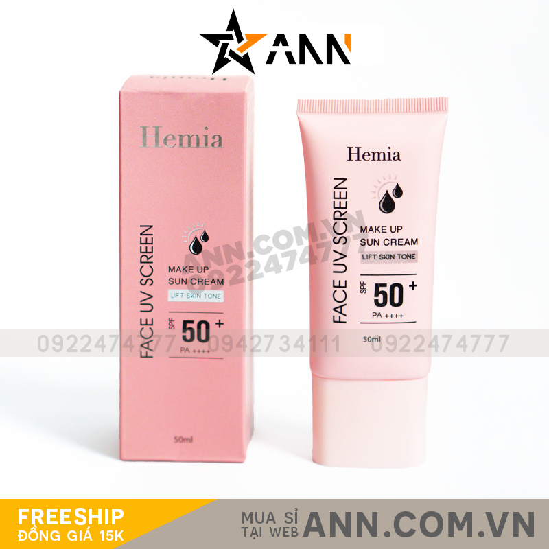 Kem chống nắng nâng tone Hemia Make Up Sun Cream SPF50+ PA++++ 50ml