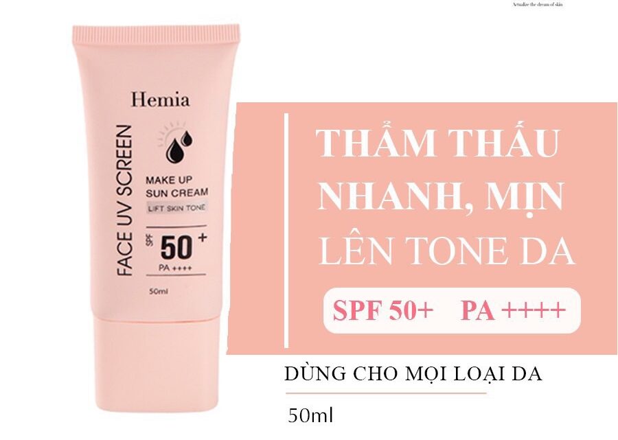Kem chống nắng nâng tone Hemia Make Up Sun Cream SPF50+ PA++++ 50ml