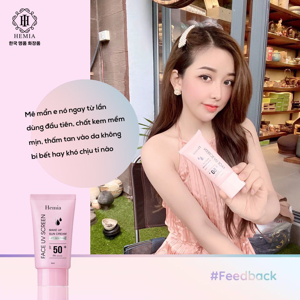 Kem chống nắng nâng tone Hemia Make Up Sun Cream SPF50+ PA++++ 50ml