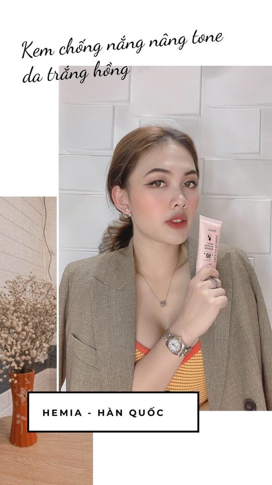 Kem chống nắng nâng tone Hemia Make Up Sun Cream SPF50+ PA++++ 50ml