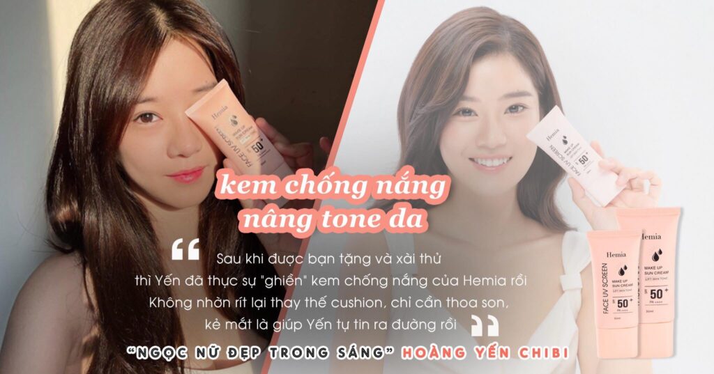 Kem chống nắng nâng tone Hemia Make Up Sun Cream SPF50+ PA++++ 50ml