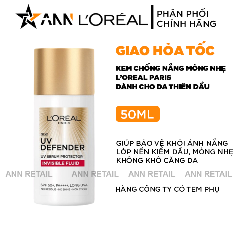Hình ảnh tổng quan chai 50ml và thông tin nổi bật của dòng chống nắng