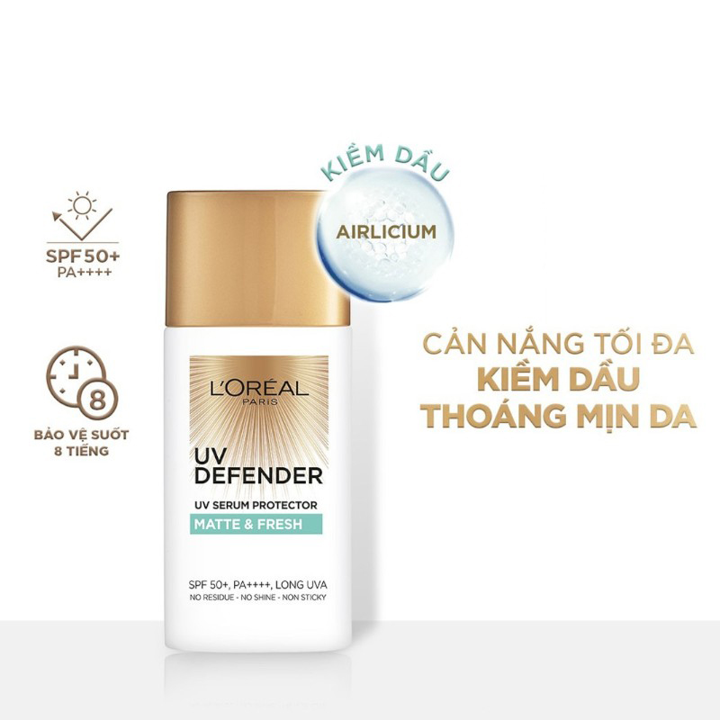 Kem Chống Nắng L'oreal Paris UV Defender Matte & Fresh With Airlicium SPF50+ PA++++ 50ml