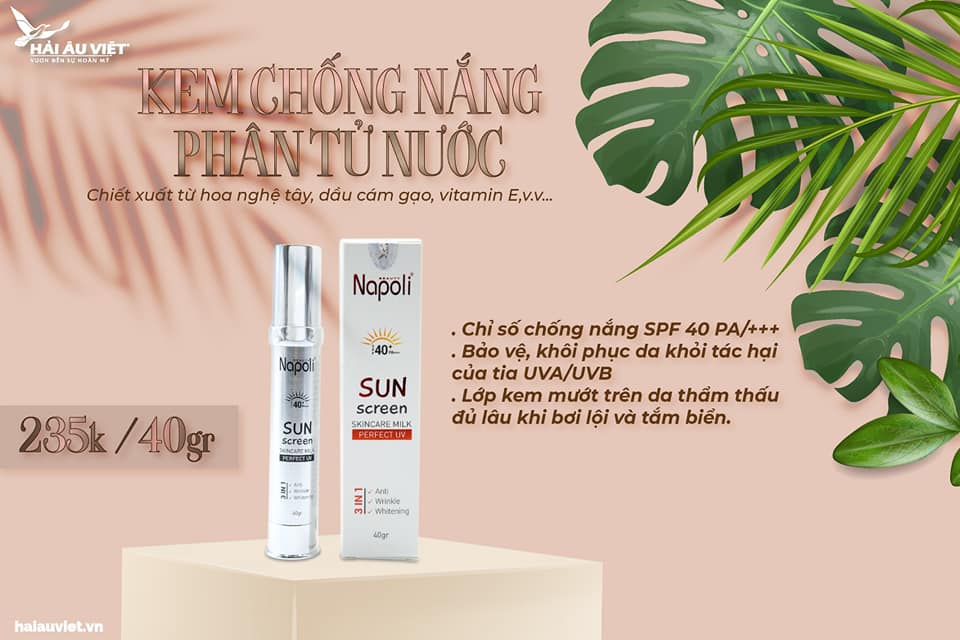 Hình ảnh sản phẩm và thông tin SPF 40 PA+++ trên thiết kế giới thiệu