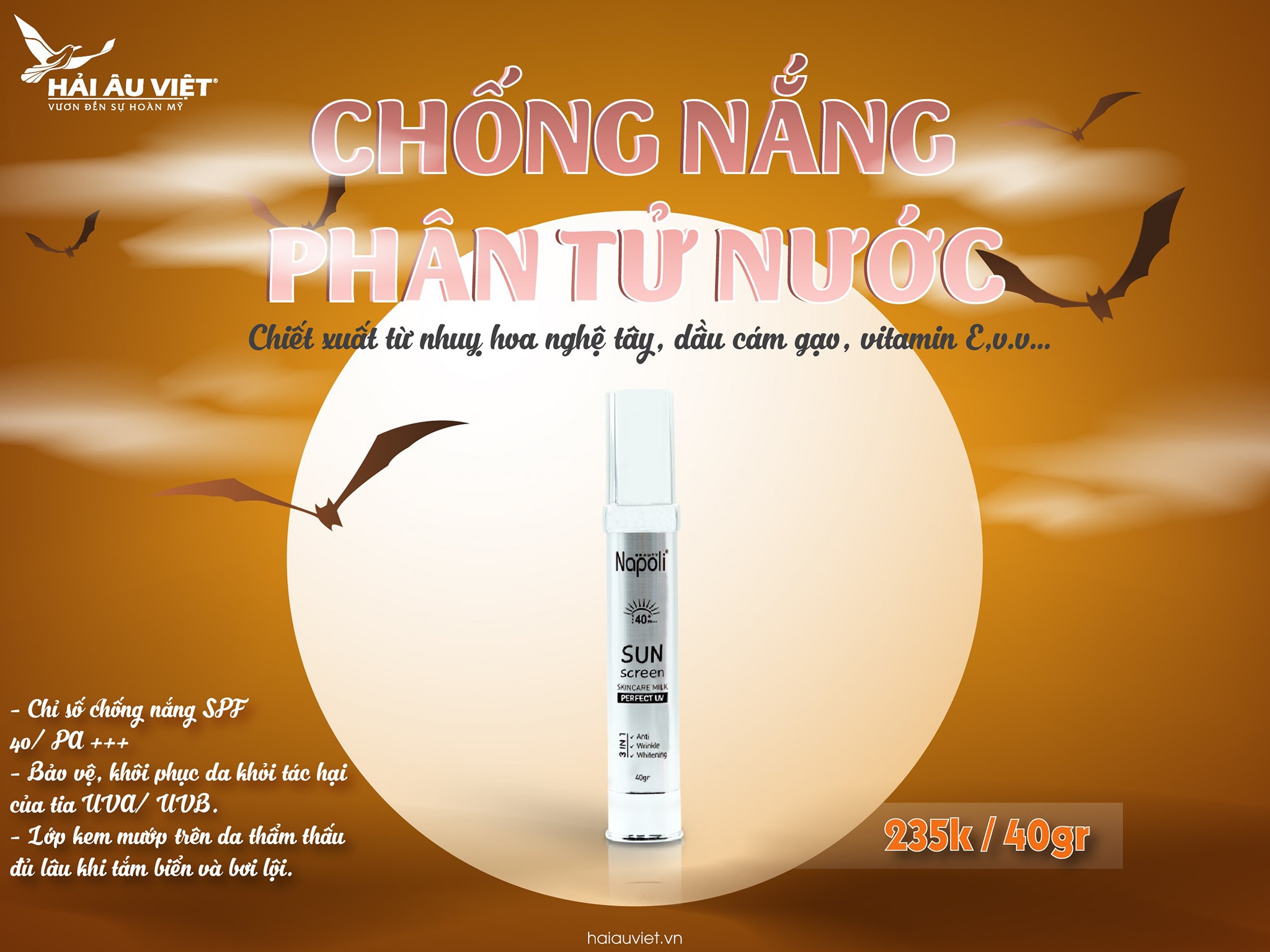 Kem Chống Nắng Napoli Sunscreen SPF 40 PA+++ 40g Hải Âu Việt