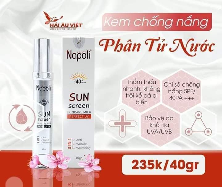 Kem Chống Nắng Napoli Sunscreen SPF 40 PA+++ 40g Hải Âu Việt