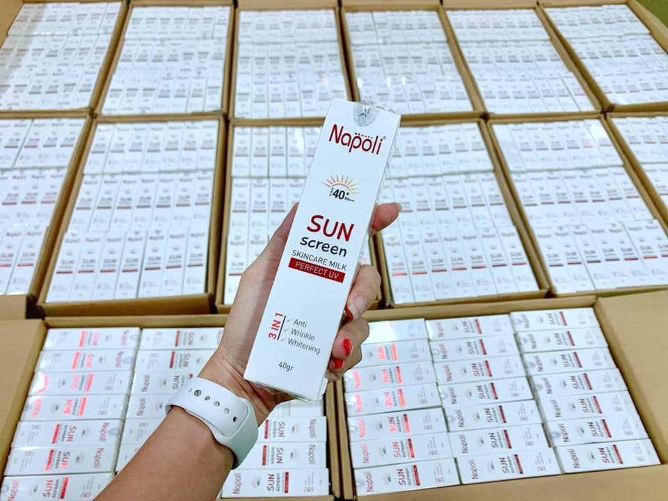 Hộp sản phẩm Napoli Sunscreen 40g thực tế