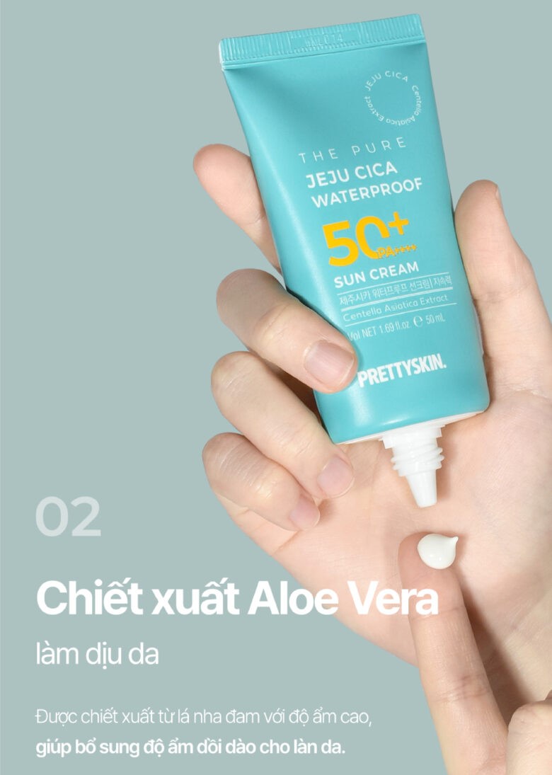 Kem Chống Nắng Kháng Nước PRETTYSKIN The Pure Jeju Cica Waterproof SPF50+ PA++++ 50ml